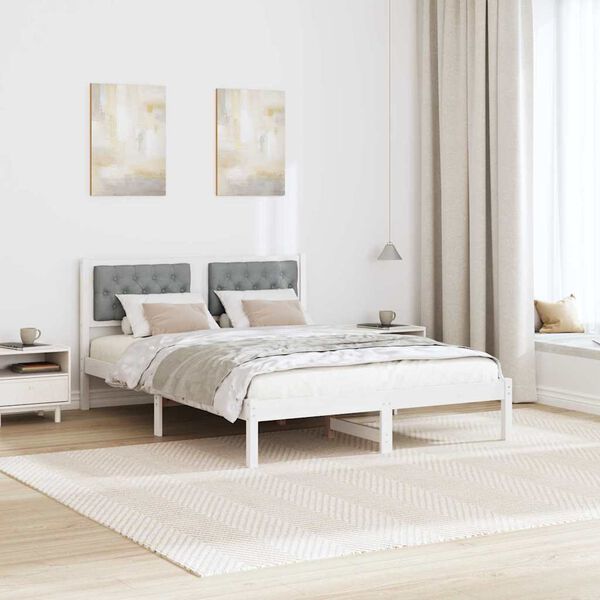 vidaXL Estructura de cama con cabecera Gris Claro 140 x 190 cm