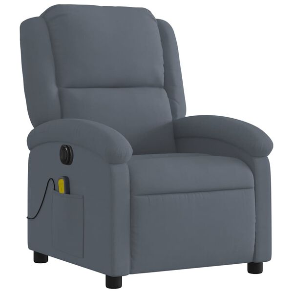 vidaXL Sill&oacute;n reclinable de masaje el&eacute;ctrico terciopelo gris oscuro