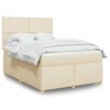vidaXL Cama box spring con colch&oacute;n tela color crema 160x200 cm