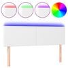 vidaXL Cabecero con LED cuero sint&eacute;tico blanco 144x5x78/88 cm