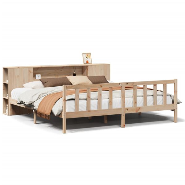 vidaXL Cama con estanter&iacute;a sin colch&oacute;n madera maciza de pino 180x200cm