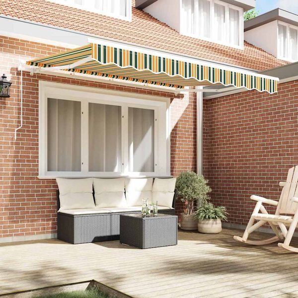 vidaXL Tela de Repuesto para Toldos Verde y amarillo 3,5 x 2,5 m