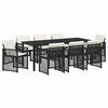 vidaXL Conjunto de Comedor de Jard&iacute;n 9 uds. Negro rat&aacute;n sint&eacute;tico