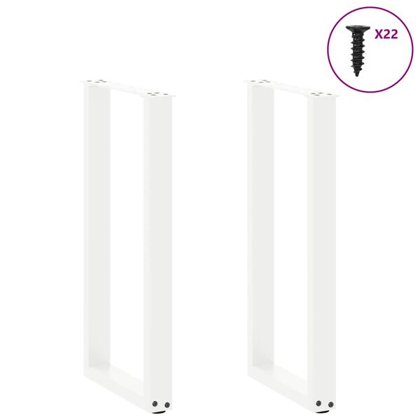 vidaXL Patas para consola en forma de U (2 unidades), color blanco, 38 x (72-73) cm, acero