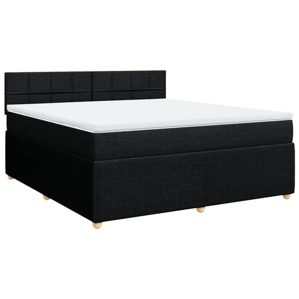 vidaXL Cama box spring con colch&oacute;n tela negro 180x200 cm
