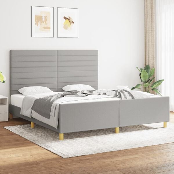 vidaXL Cama sin colch&oacute;n tela gris claro 180x200 cm