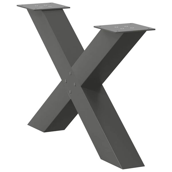 vidaXL Patas para mesa de centro en forma de X (2 unidades), antracita, 70 x (42-43) cm, acero