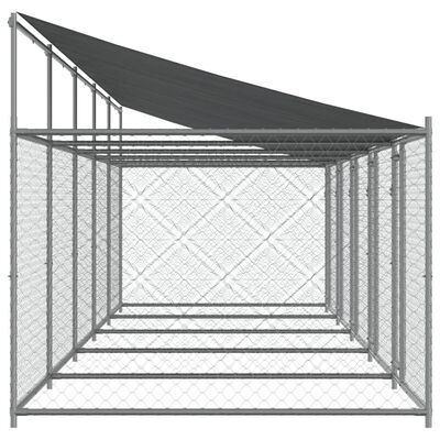 vidaXL Jaula de perros techo y puertas acero galvanizado gris 10x2x2 m