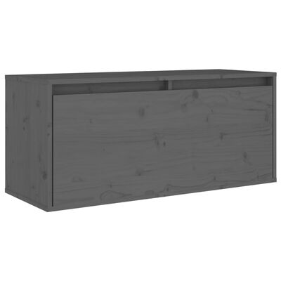 vidaXL Armario de pared de madera maciza de pino gris 80x30x35 cm
