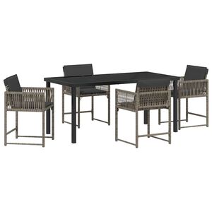 vidaXL Conjunto de Comedor de Jard&iacute;n 5 pcs Gris rat&aacute;n sint&eacute;tico