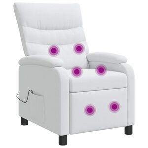 vidaXL Silla de masajes reclinable Blanco Tela