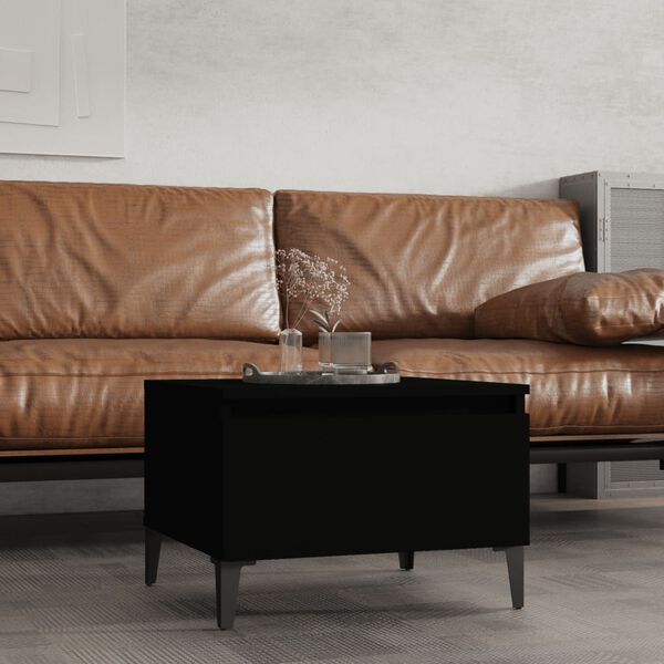 vidaXL Mesa auxiliar de madera contrachapada negro 50x46x35 cm