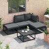 vidaXL Conjunto de sof&aacute; de jard&iacute;n con coj&iacute;n 4 pcs Negro Aluminio