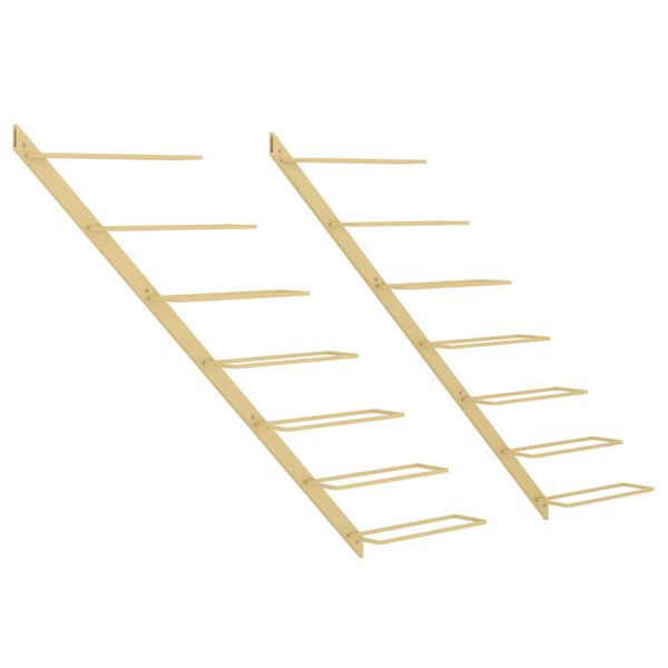 vidaXL Botellero de pared para 7 botellas 2 unidades metal dorado