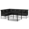 vidaXL Set comedor de jard&iacute;n 2 pzas con cojines rat&aacute;n sint&eacute;tico negro