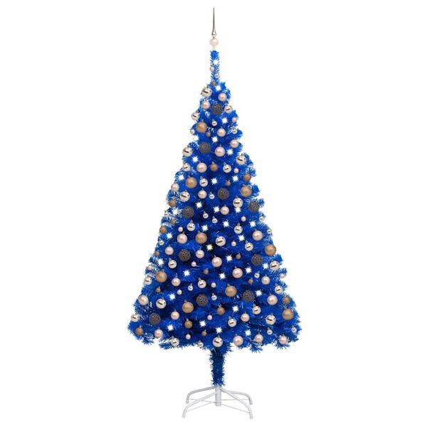 vidaXL &Aacute;rbol de Navidad preiluminado con luces y bolas azul 240 cm