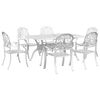 vidaXL Juego de comedor de jard&iacute;n 7 piezas aluminio fundido blanco