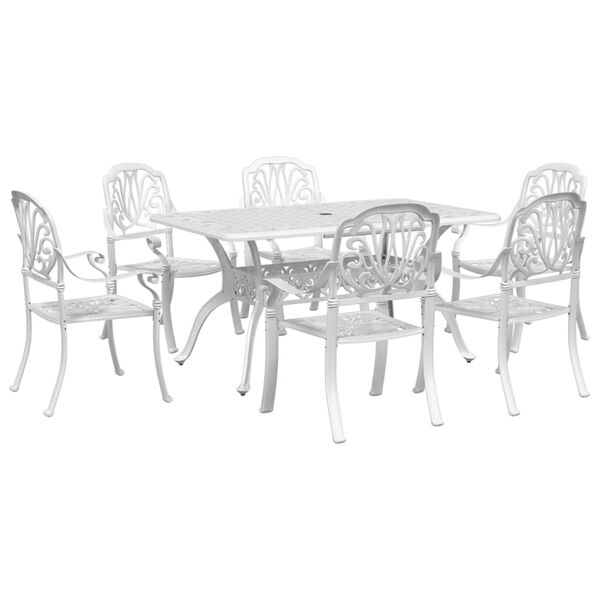 vidaXL Juego de comedor de jard&iacute;n 7 piezas aluminio fundido blanco