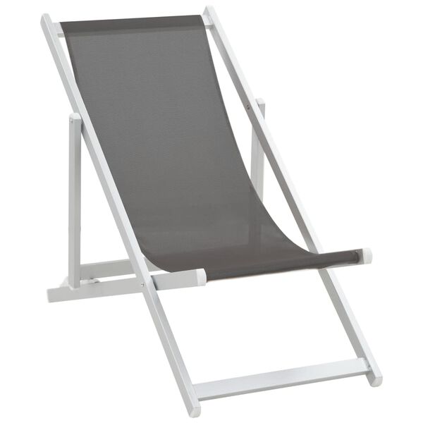 vidaXL Silla de playa plegable 2 unidades aluminio y textilene gris