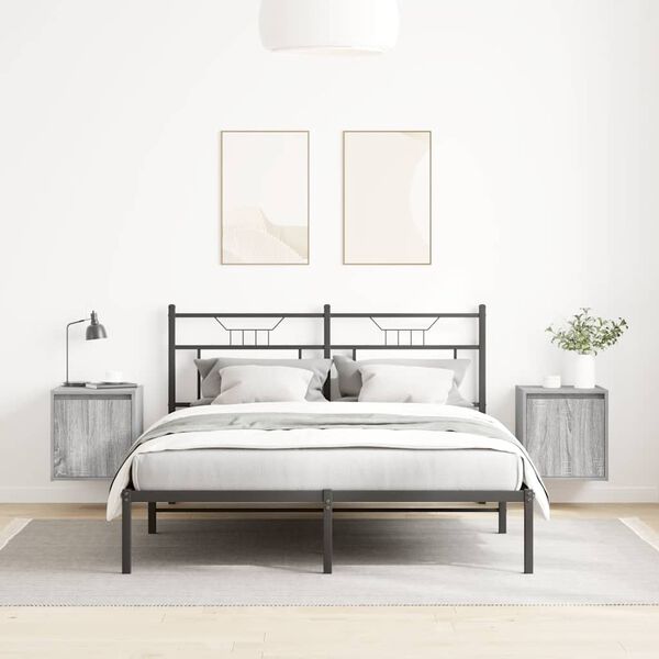 vidaXL Mesillas de noche de pared 2 uds gris Sonoma 38x34x40 cm