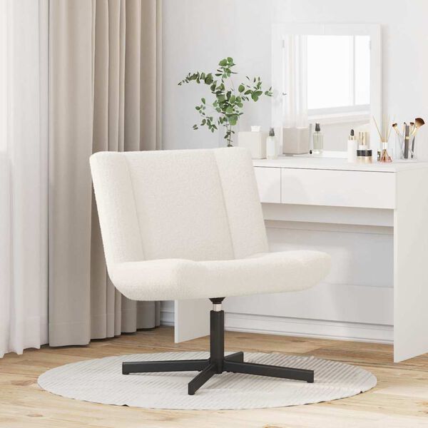 vidaXL Silla giratoria Crema 63 x 75 x 76 cm Piel de oveja