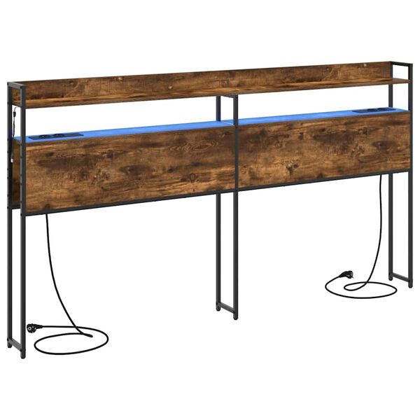 vidaXL Cabecero con almacenamiento con estante Roble ahumado 180 cm