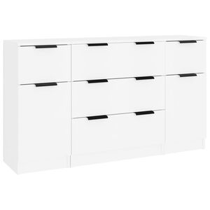 vidaXL Set de aparador de 3 piezas de madera contrachapada blanco