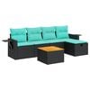 vidaXL Set de sof&aacute;s de jard&iacute;n 6 piezas y cojines rat&aacute;n sint&eacute;tico negro
