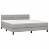 vidaXL Cama box spring colch&oacute;n y luces LED tela gris claro 160x200 cm