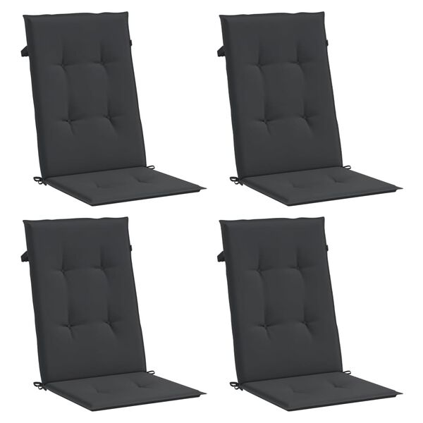 vidaXL Cojín silla de jardín respaldo alto 4 uds tela negro 120x50x3cm
