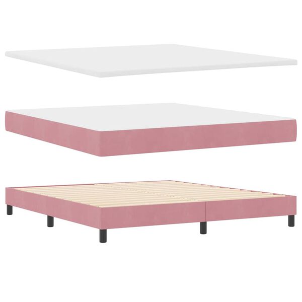 vidaXL Cama tipo Box Spring con colch&oacute;n Rosa 200 x 180 cm Terciopelo
