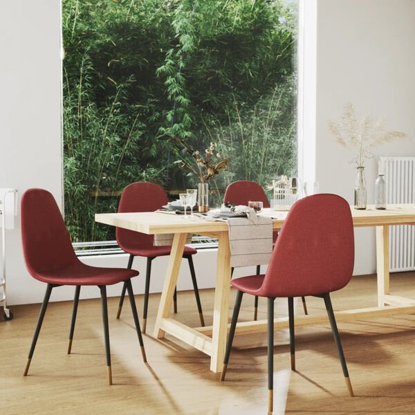 vidaXL Sillas de comedor 4 unidades de tela rojo tinto