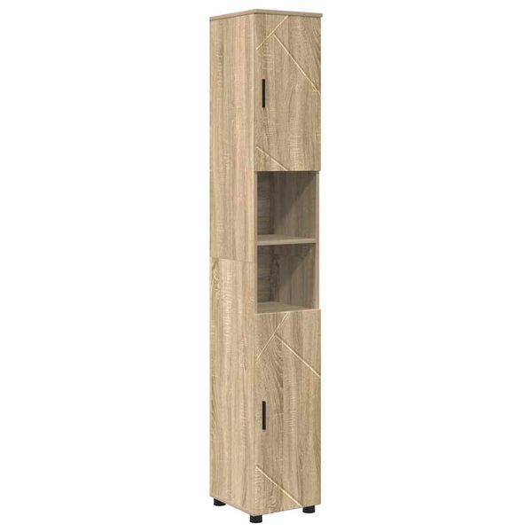 vidaXL Gabinete de Ba&ntilde;o con puerta Roble Sonoma 30 x 35 x 192 cm