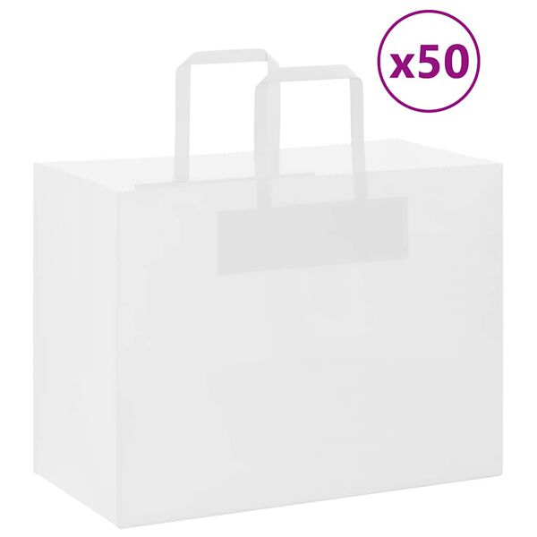 vidaXL Bolsas de papel con asas 50 uds blanca 32x17x25 cm