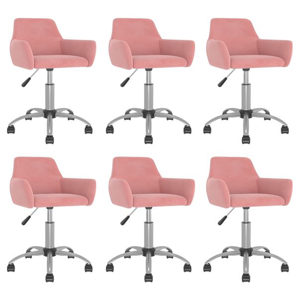 vidaXL Silla de comedor giratoria 6 uds terciopelo rosa
