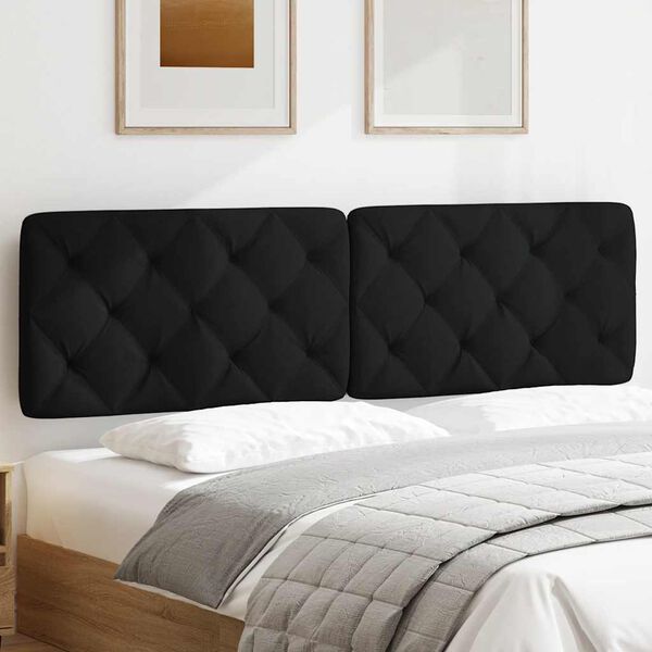 vidaXL Cabecero de cama acolchado tela negro 180 cm