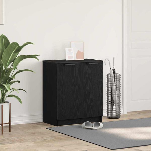 vidaXL Armario Zapatero con estante Roble Negro 59 x 35 x 70 cm