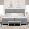 vidaXL Cama tipo Box Spring con colch&oacute;n Gris claro 200 x 200 cm tela