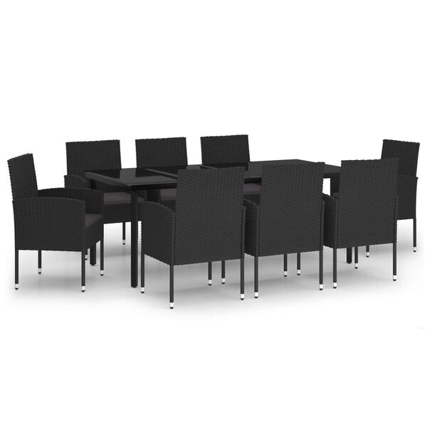 vidaXL Juego de comedor de jard&iacute;n 9 piezas negro