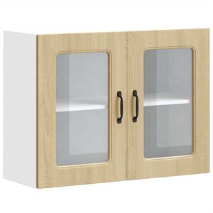 vidaXL Armario de cocina de pared con puerta de cristal "Kalmar" de, roble Sonoma, madera de ingenier&iacute;a