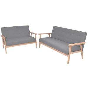 vidaXL Juego de sof&aacute;s de tela gris claro 2 piezas