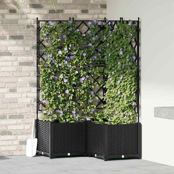 vidaXL Macetero de Jard&iacute;n 3 pcs Negro 80 x 80 x 143 cm Acero