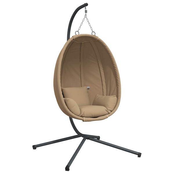 vidaXL Silla colgante huevo con soporte tela y acero gris taupe