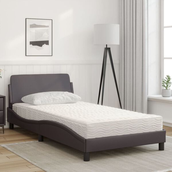 vidaXL Cama con colch&oacute;n Dover cuero sint&eacute;tico gris 100x200 cm