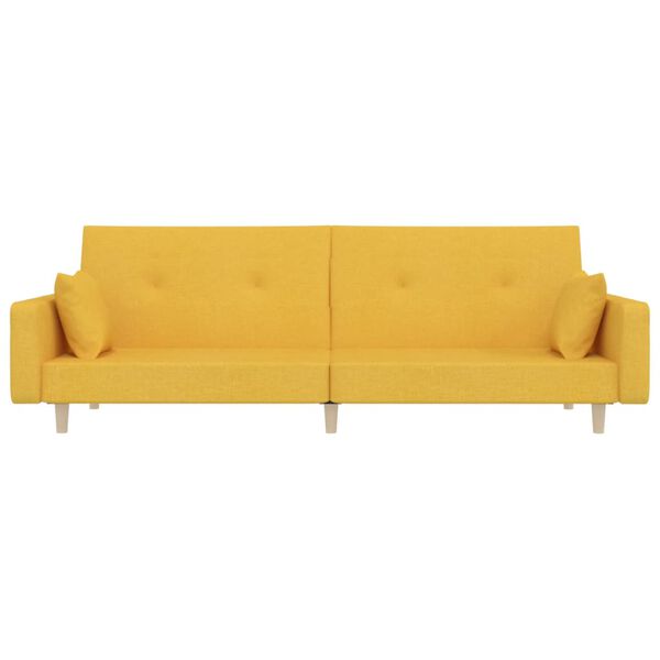 vidaXL Sof&aacute; cama de 2 plazas con dos almohadas tela color amarillo