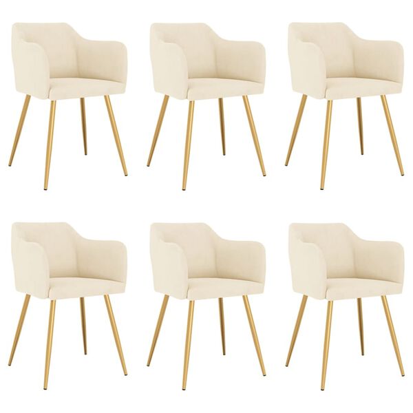 vidaXL Sillas de comedor 6 unidades de terciopelo crema