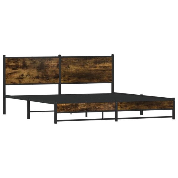 vidaXL Estructura de cama sin colch&oacute;n metal roble ahumado 183x213 cm