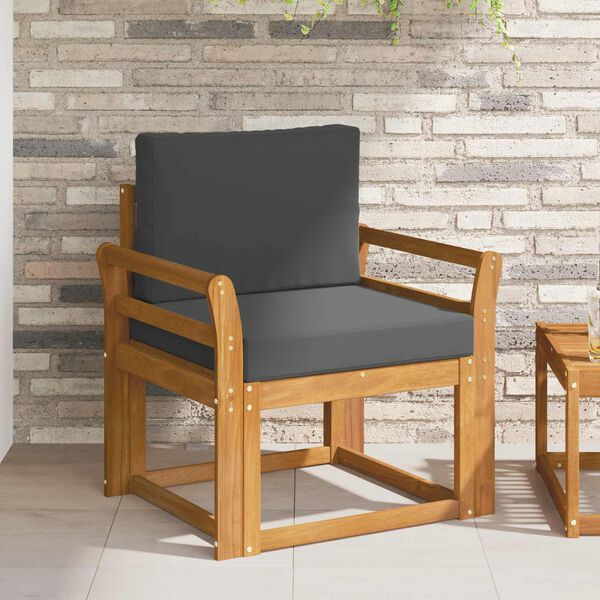 vidaXL Sof&aacute; de exterior Madera de Acacia S&oacute;lida y Poli&eacute;ster Natural