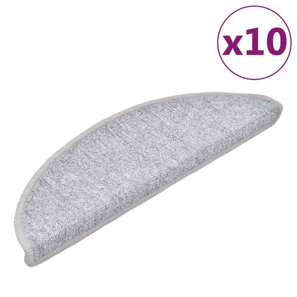 vidaXL Felpudos para escaleras (10 unidades, 56 x 17 x 3 cm, gris claro, semicirculares)