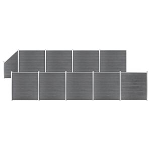vidaXL Set de valla 9 cuadradas + 1 oblicua WPC gris 1657x186 cm